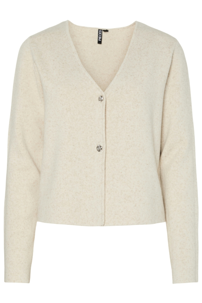 PCJONDA LS V-NECK KNIT CARDIGAN BC 17159326 Birch